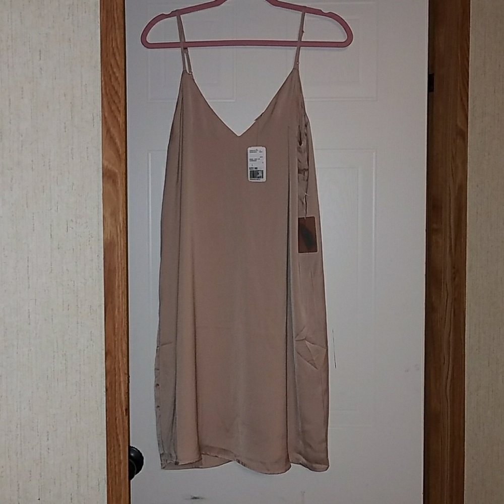 NWT Forever 21 Champagne Satin Dress Sz. L
